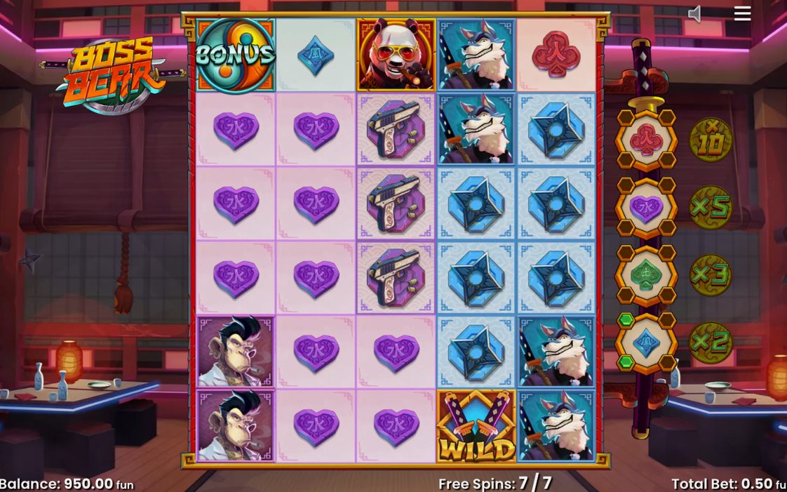 Free Spins-läget med antalet spins kvar